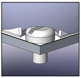 Recesses on the outer wall of the reflector provide clearance for mounting screws Recesses